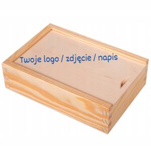 Drewniane pudełko 10X15 na zdjęcia z dowolnym nadrukiem/napisem/Twoje logo