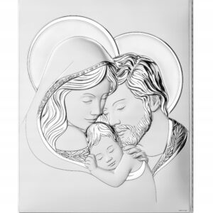 Duży srebrny obraz Świętej Rodziny ślub chrzest rocznica Dedykacja gratis