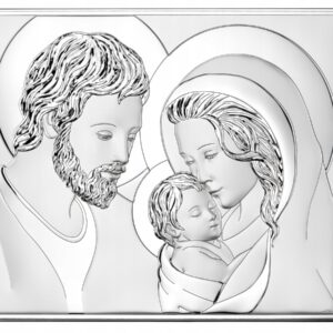 Duży srebrny obraz Świętej Rodziny ślub chrzest rocznica Dedykacja gratis!