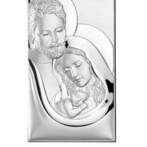 Duży srebrny obraz Świętej Rodziny ślub chrzest rocznica Dedykacja gratis