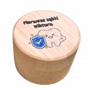Eko pudełeczko drewniane na pierwszy ząbek /pierścionek Nadruk gratis!