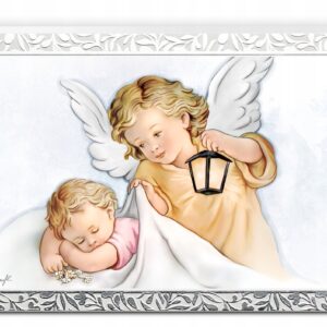 Obraz Anioł Stróż z Dzieciątkiem chrzest narodziny Dedykacja gratis