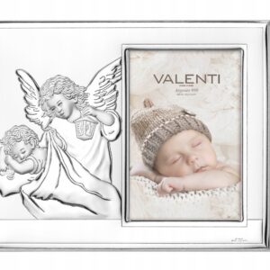 Ramka na zdjęcia srebrna Anioł Stróż prezent chrzest Dedykacja gratis