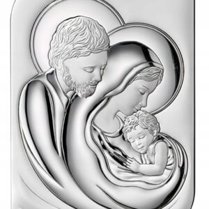 Srebrny obrazek SOVRANI Święta Rodzina ślub chrzest Dedykacja gratis